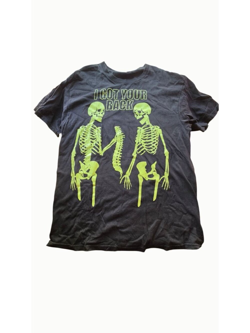 I Got Your Back Glow in the Dark Skeleton T Shirt Adult L Black Graphic Tee
